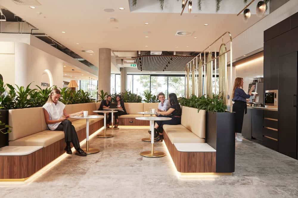 Cafeteria communal area in a commercial environment